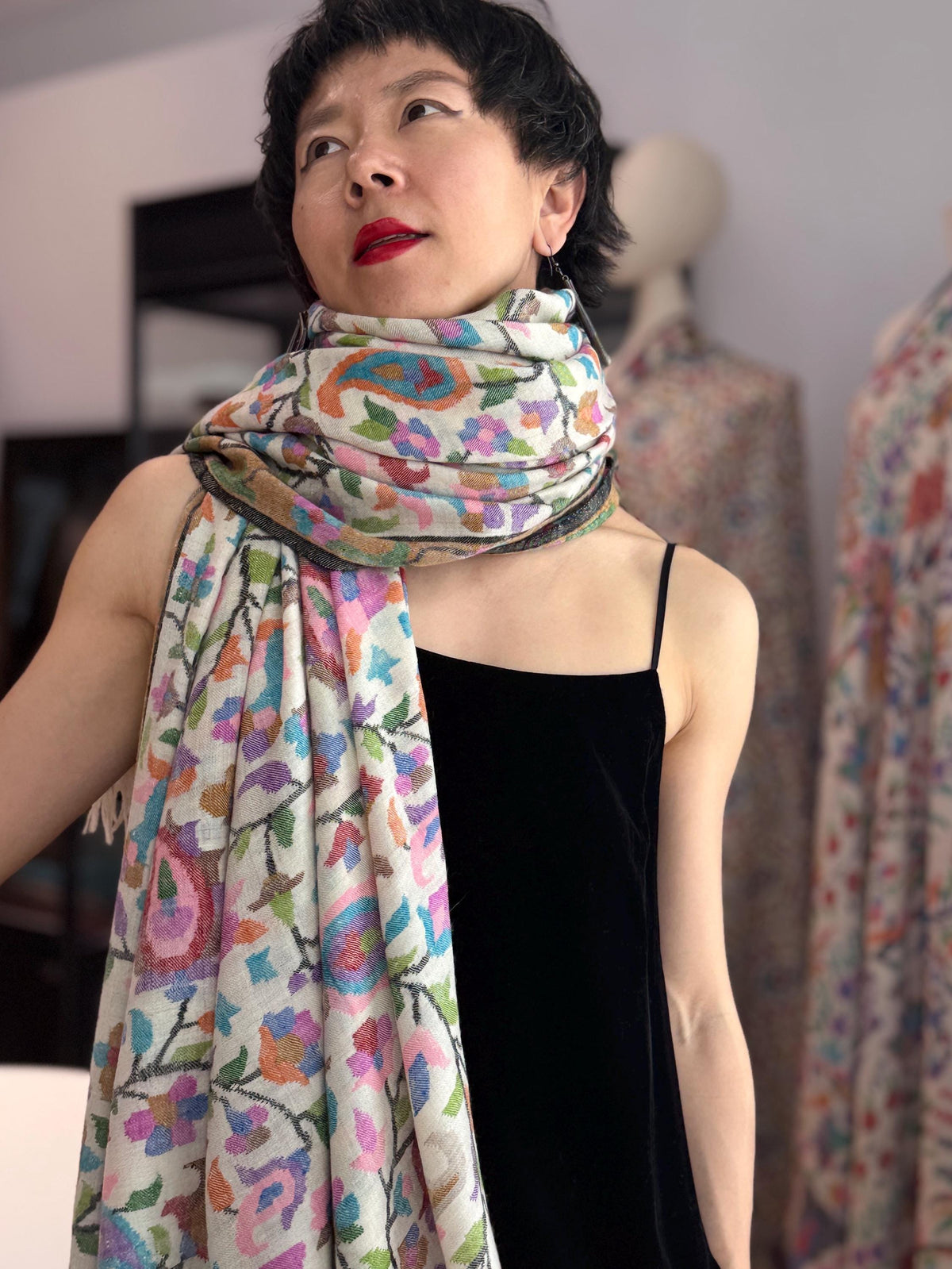 3 Yard 90s Vintage Kani Pashmina Shawl: Handwoven Floral Design, Ladak Pashmina, 135x270cm