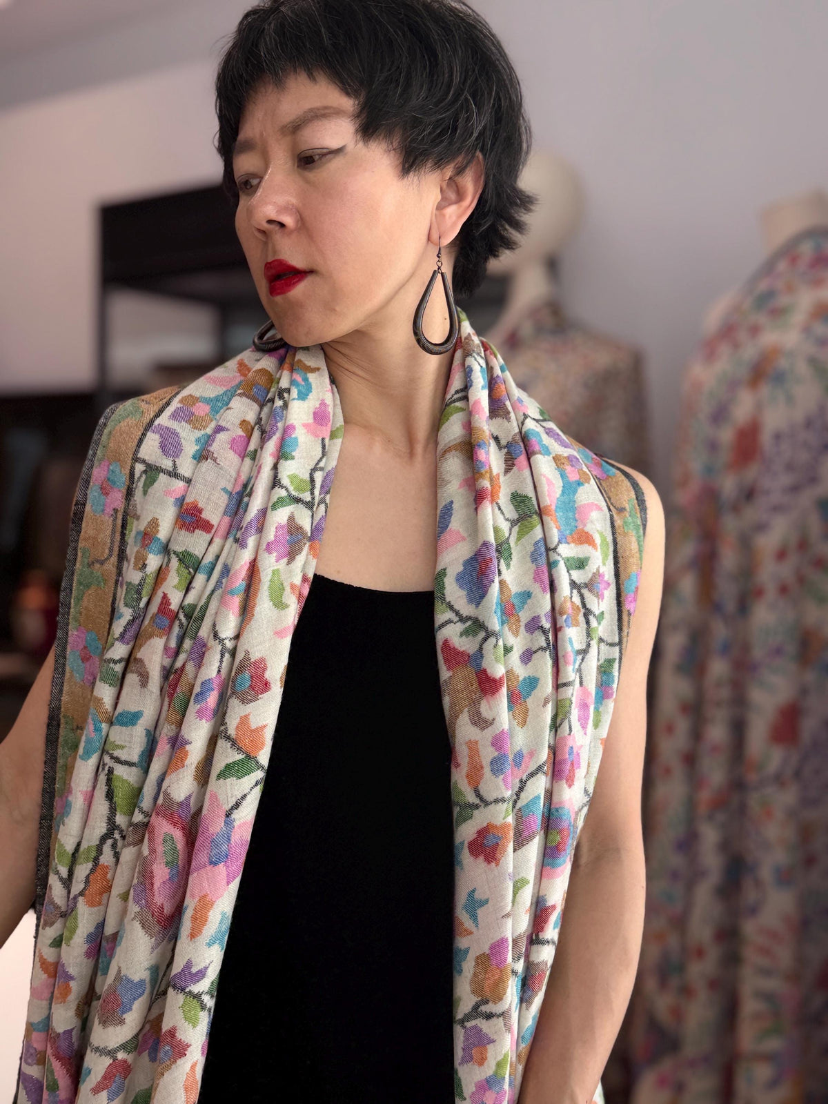 3 Yard 90s Vintage Kani Pashmina Shawl: Handwoven Floral Design, Ladak Pashmina, 135x270cm