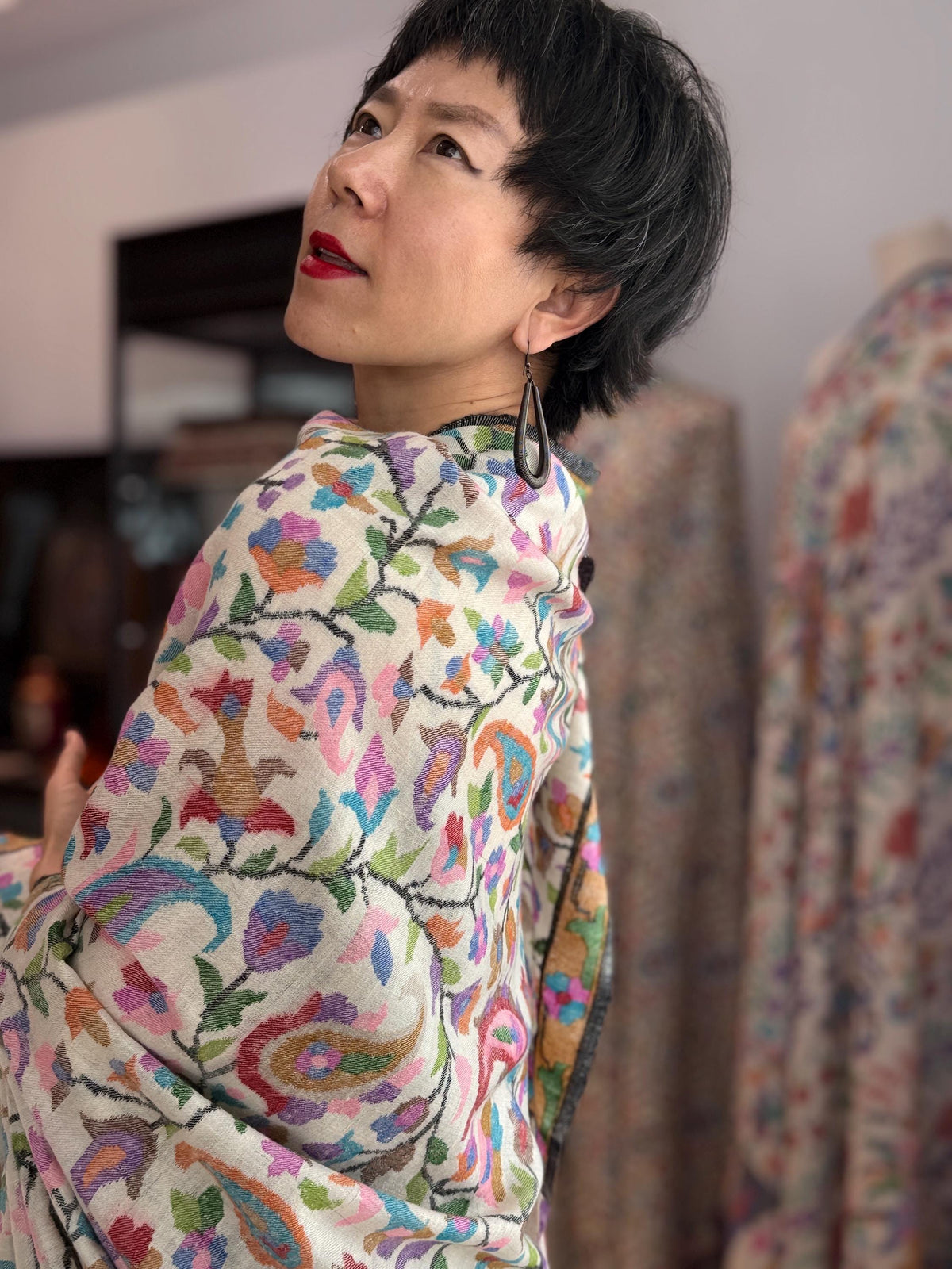 3 Yard 90s Vintage Kani Pashmina Shawl: Handwoven Floral Design, Ladak Pashmina, 135x270cm