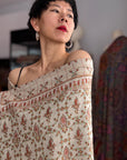 3 Yard Beige Designer Pashmina Shawl with Intricate Embroidery Details