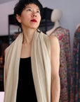 3 Yard Ivory Handspun Hashia Embroidered Pashmina Shawl with Fine Embroidery Details