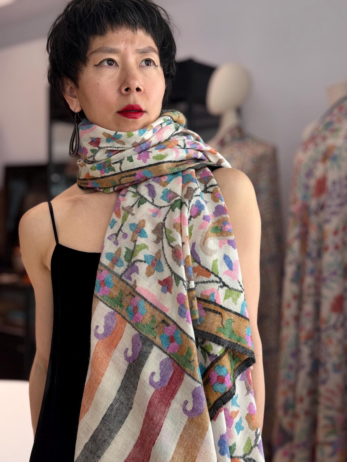 3 Yard 90s Vintage Kani Pashmina Shawl: Handwoven Floral Design, Ladak Pashmina, 135x270cm