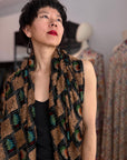 3 Yard Handmade Black Towel Kani Pashmina with Elegant Check Patterns