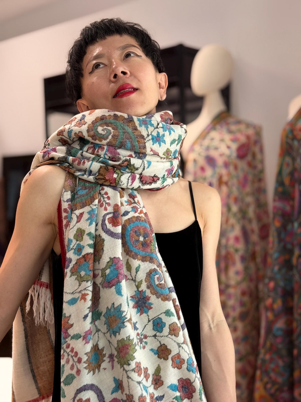 3 Yard Hand Spun Kani Pashmina Shawl: Almond Design, GI Certified Ladak Wool