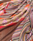 Designer Palla Embroidered Pashmina Shawl with Woven Stripes Design