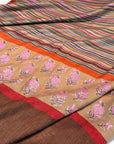 Designer Palla Embroidered Pashmina Shawl with Woven Stripes Design