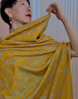 Yellow Jaal Embroidery Pashmina Shawl with Intricate Designs