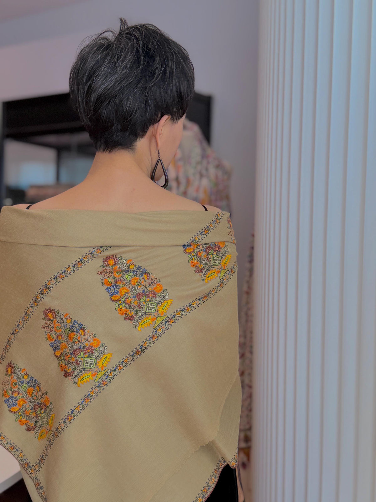 Kalki Cone Boteh Silk Embroidered Pashmina Shawl with Intricate Design Details