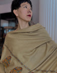 Kalki Cone Boteh Silk Embroidered Pashmina Shawl with Intricate Design Details