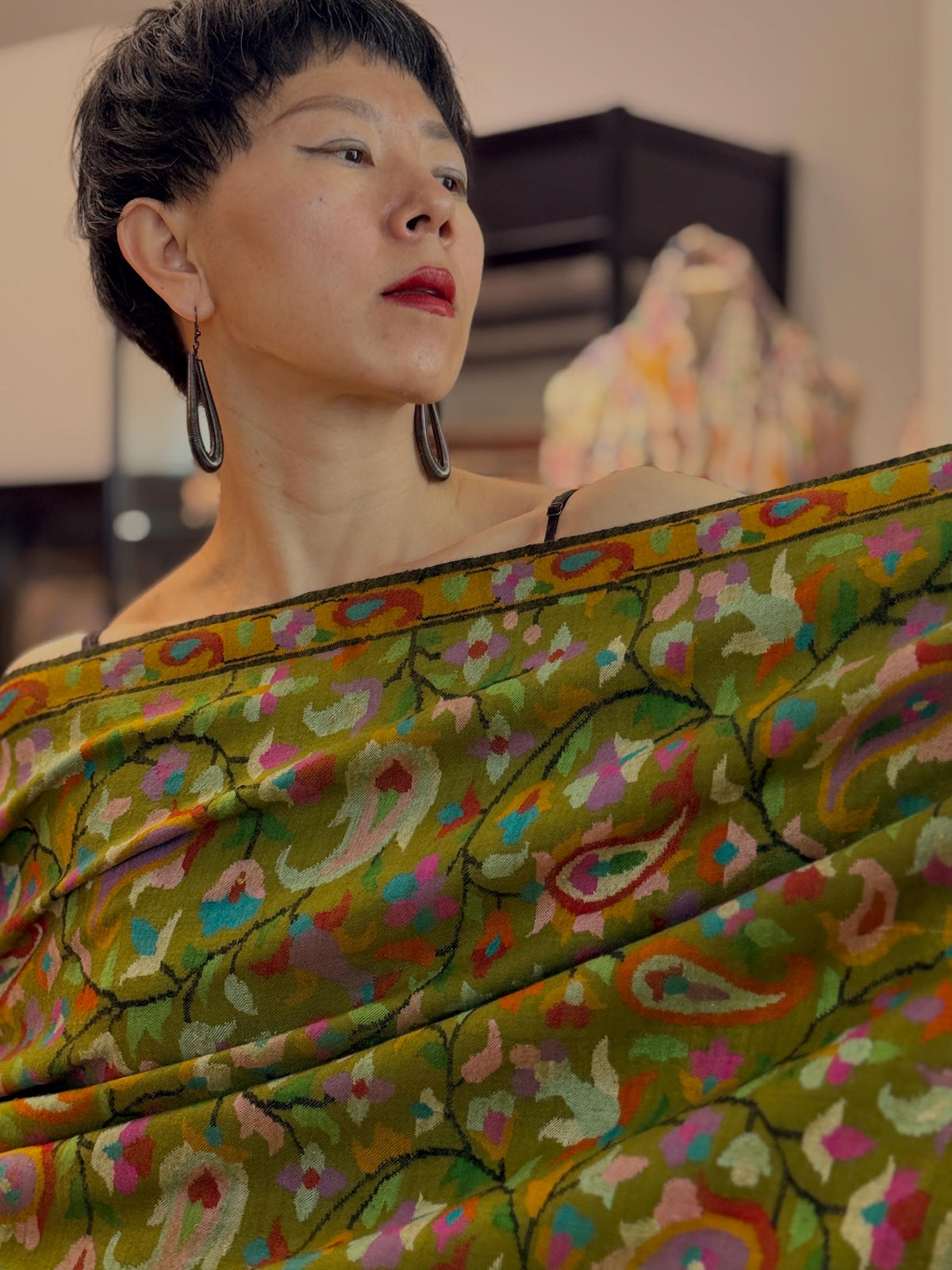 Olive Handspun Kani Pashmina Shawl with Intricate Floral Designs | New Arrival