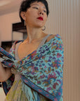 2.5 Yard Turquoise Handspun Kani Pashmina Shawl with Intricate Floral Designs | New Arrival
