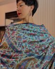 2.5 Yard Turquoise Handspun Kani Pashmina Shawl with Intricate Floral Designs | New Arrival