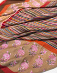 Designer Palla Embroidered Pashmina Shawl with Woven Stripes Design