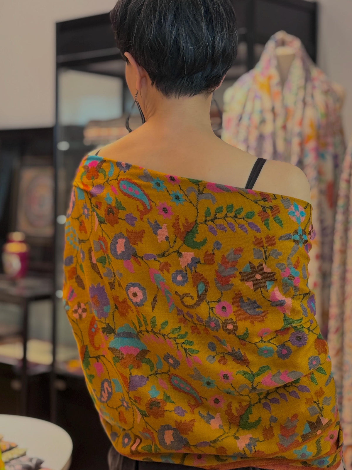 Golden Handspun Kani Pashmina Shawl with Intricate Floral Designs | New Arrival