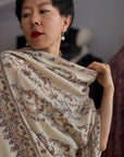 Elegant Silk Embroidery Pashmina Shawl with Intricate Embroidery Details