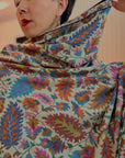 Turquoise Handwoven Kani Pashmina Shawl with Intricate Leaf Designs | New Arrival