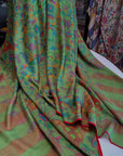 Emerald Green Floral Design Kani Pashmina Shawl with Intricate Weaving Details