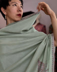 Sage Green Hashia Embroidered Pashmina Shawl with GI Tag