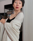 Gent’s Ivory Hashia Embroidered Pashmina Shawl with Classic Design Details