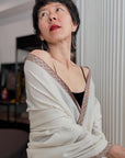 Gent’s Ivory Hashia Embroidered Pashmina Shawl with Classic Design Details