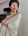 Gent’s Ivory Hashia Embroidered Pashmina Shawl with Classic Design Details