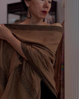Vintage Golden Dhoor Embroidered Pashmina Shawl with Handspun Yarns