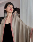 Gent’s Elephant Gray Hashia Embroidered Pashmina Shawl with Classic Design Details