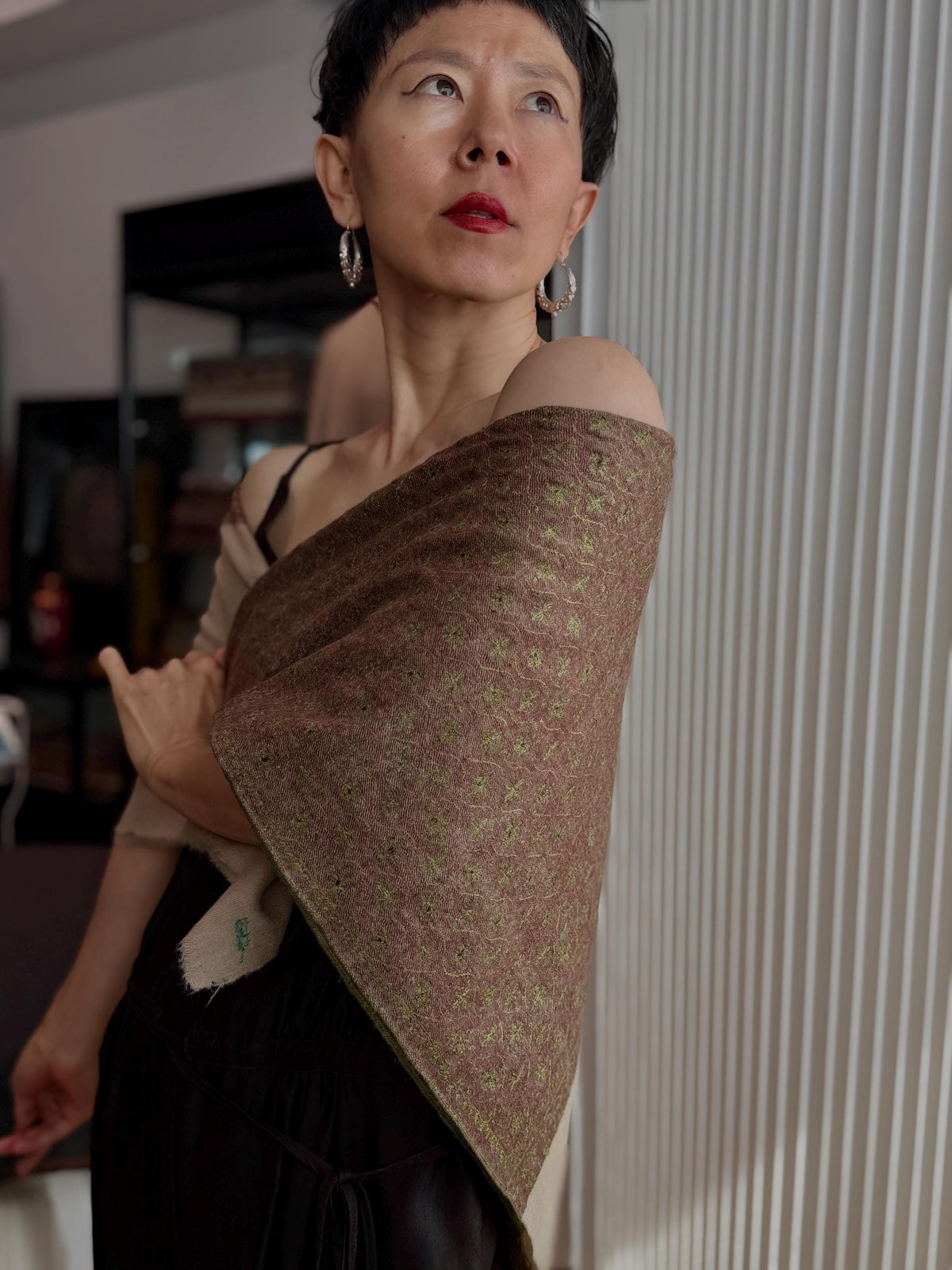 Vintage Kalkhi Jali Embroidered Pashmina Shawl with Intricate Details