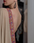 Elegant Apricot Dhoor Embroidered Pashmina Shawl with Intricate Designs