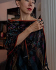 Black Floral Kani Pashmina Shawl with Intricate Designs