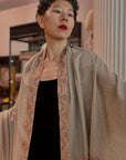 Vintage Offwhite Dhoor Embroidered Pashmina Shawl with Paisley Designs