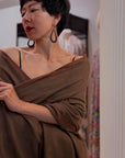 Vintage 3 Yard Dark Brown Hashia Embroidered Pashmina Shawl with Classic Design Details
