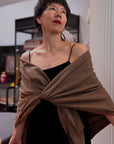 Vintage 3 Yard Dark Brown Hashia Embroidered Pashmina Shawl with Classic Design Details