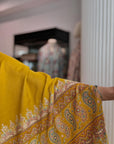 Mustard Palla Embroidered Pashmina Shawl with Paisley Design Details