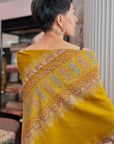 Mustard Palla Embroidered Pashmina Shawl with Paisley Design Details