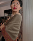 Vintage Dark Camel Dhoor Embroidered Pashmina Shawl with Paisley Designs