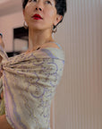 Ivory Jaal Embroidery Pashmina Shawl with Elegant Katraaz Design