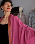 Exquisite Rose Pink Dhoor Embroidered Pashmina Shawl