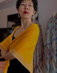 Exquisite Mango Yellow Dhoor Embroidered Pashmina Shawl