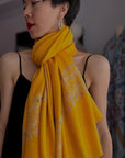 Exquisite Mango Yellow Dhoor Embroidered Pashmina Shawl