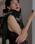 Pine Green Cypress Embroidered Pashmina Shawl