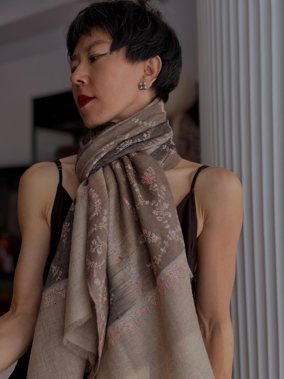 IKAT Katraaz Design Embroidery Pashmina Shawl