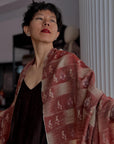 Winterberry IKAT Buti Embroidered Pashmina Shawl