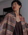 Purple IKAT Buti Embroidered Pashmina Shawl