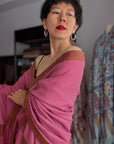 Exquisite Rose Pink Dhoor Embroidered Pashmina Shawl