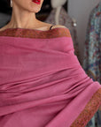 Exquisite Rose Pink Dhoor Embroidered Pashmina Shawl