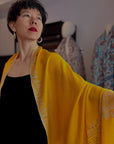 Exquisite Mango Yellow Dhoor Embroidered Pashmina Shawl