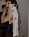 Extra Fine Ivory Silk Embroidered Pashmina Shawl with Elegant Buti Design