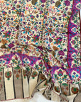 White kani pashmina shawl for women floral designs