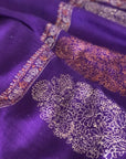 Bright Purple  Embroidery Pashmina Shawl Cone Boteh Design Image 4